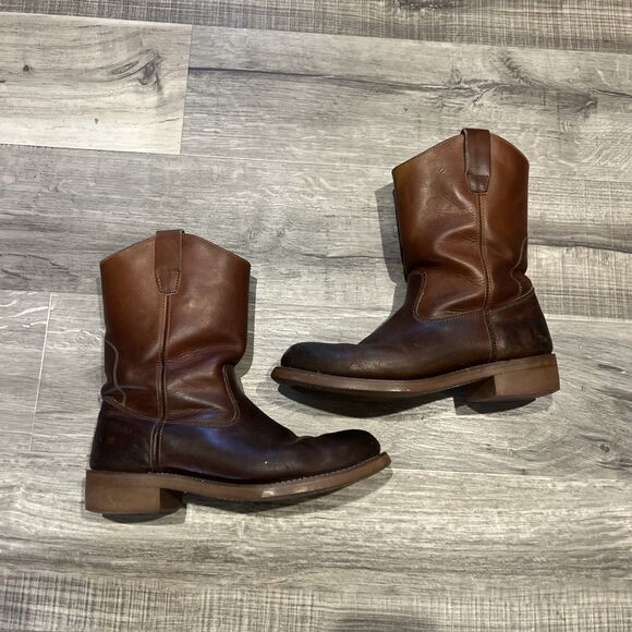 Rio Grande Boots1319 Brown Leather Heavy Duty Roper Boots Size 10D main image 13